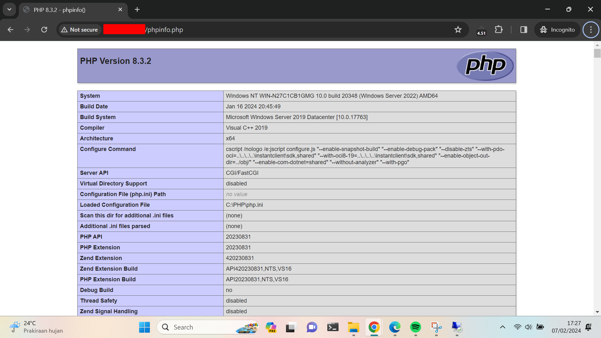 Instal PHP di Windows Server 2022